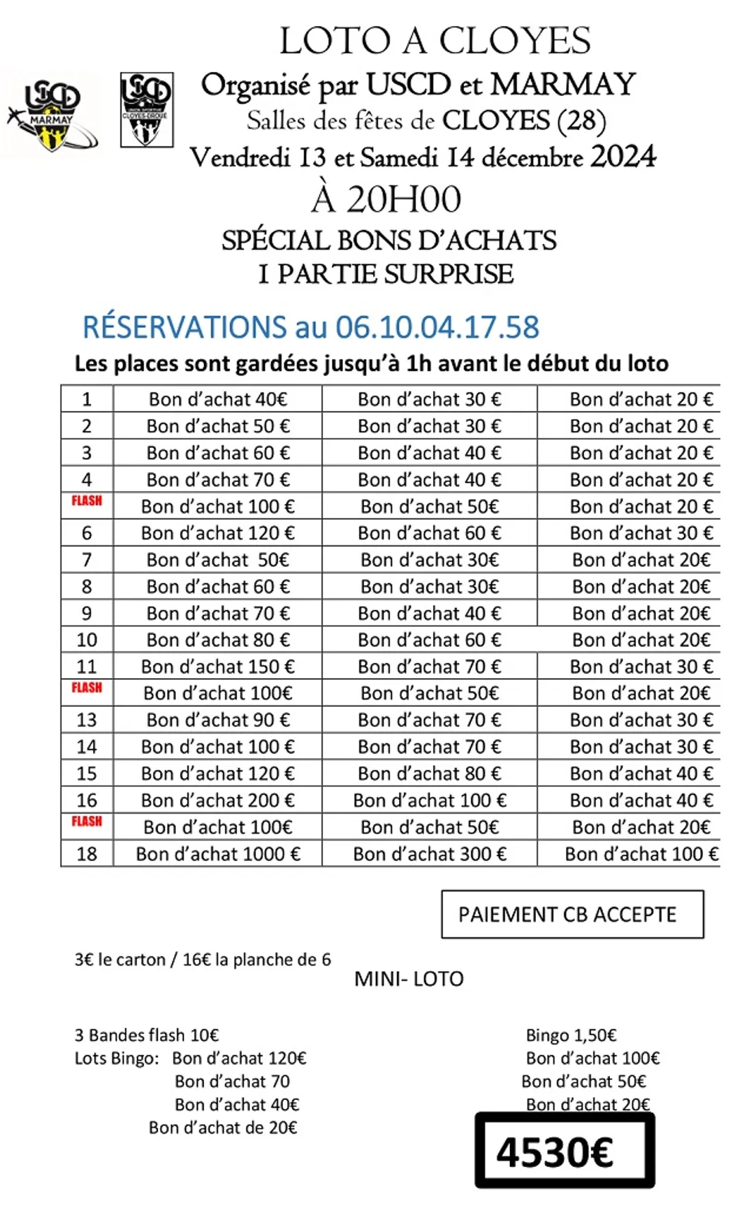 CLOYES-SUR-LE-LOIR - Loto de l'USCD et Marmay