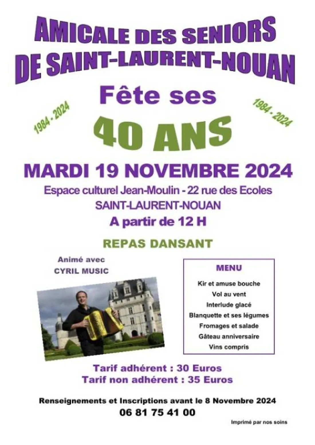 SAINT-LAURENT-NOUAN (41) - Repas dansant de l'Amicale des seniors