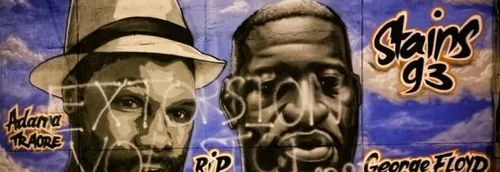 La fresque en hommage à Adama Traoré et George Floyd à Stains...